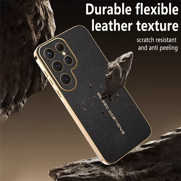 Mobilskal till Galaxy S25 Ultra Litchi Texture Anti Scratch Svart