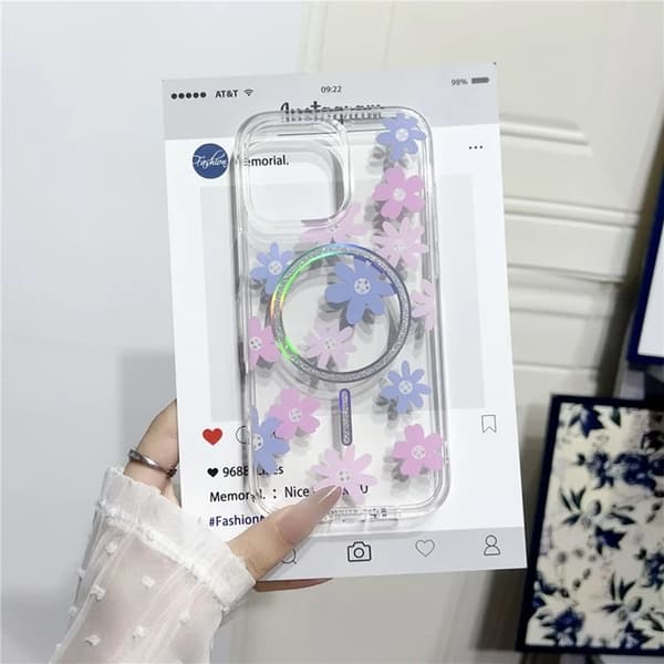 Mobilskal till iPhone 16 Pro MagSafe Laser Floral Blå