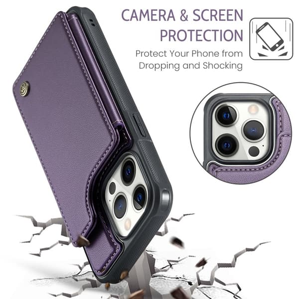 CASEME C22 Mobilskal till iPhone 12 Pro Max Läder med RFID - Lila