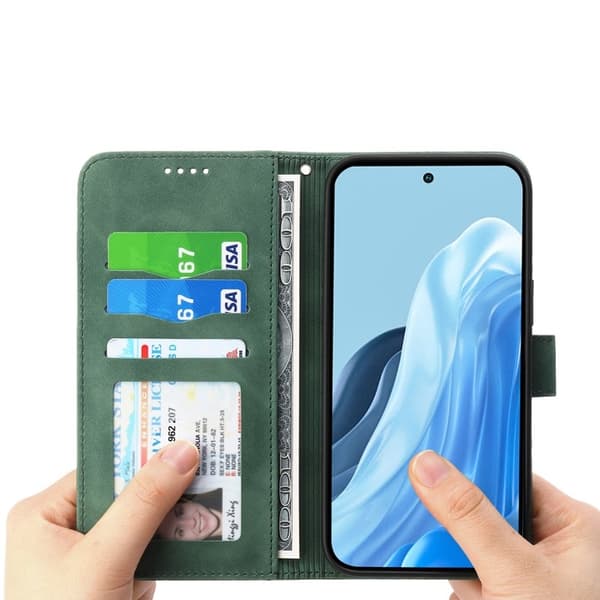 DIERFENG DF-03 Plånboksfodral för Samsung Galaxy S25 Edge Konstläder - Grön