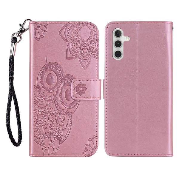 Plånboksfodral för Samsung Galaxy S26 Plus Konstläder med rem - Roséguld