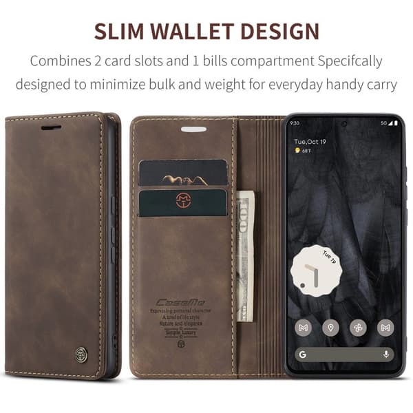 CASEME 013 Series Google Pixel 8 Pro Plånboksfodral Konstläder Brun