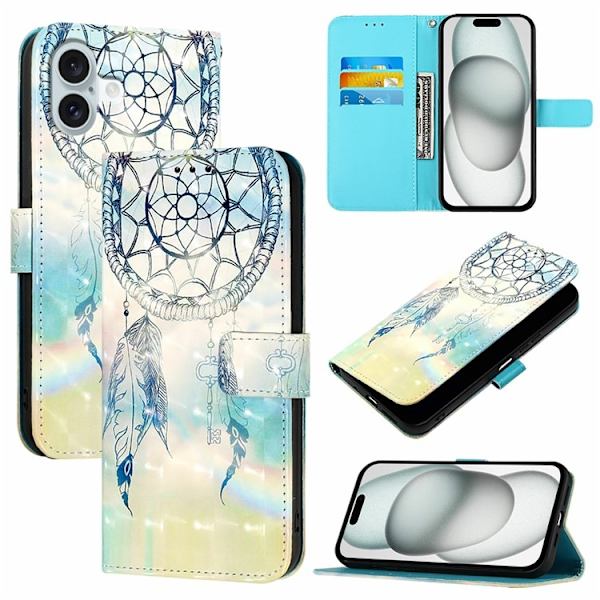 iPhone 16 Plus Plånboksfodral Printing Pattern Med Rem Flerfärgad
