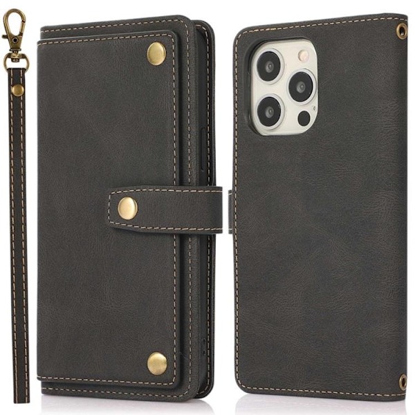 iPhone 14 Pro Pung Etui Flip - Sort Black