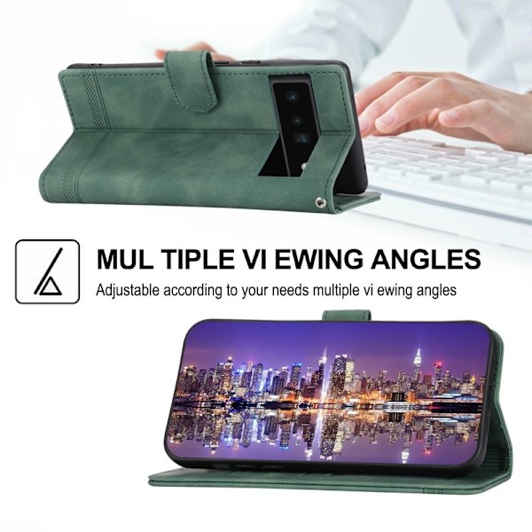 DIERFENG DF-03 Konstläder Plånboksfodral för Google Pixel 6 Pro 5G - Grön