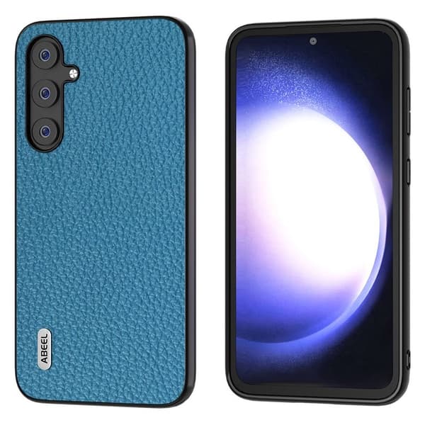 ABEEL Samsung Galaxy S23 FE Plånboksfodral Äkta Läder Blå