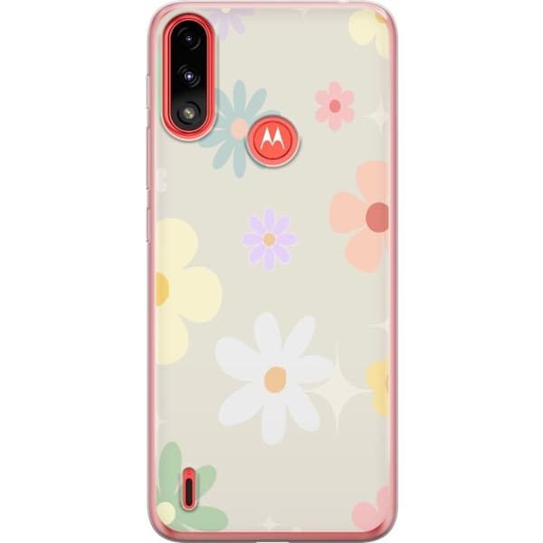 Telefontaske til Motorola Moto E7 Power med fejende blomster