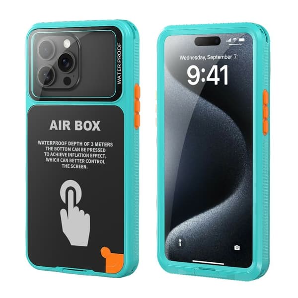 SHELLBOX Air Box Series Mobilskal till iPhone 15 Pro Max Vattentålig Blå