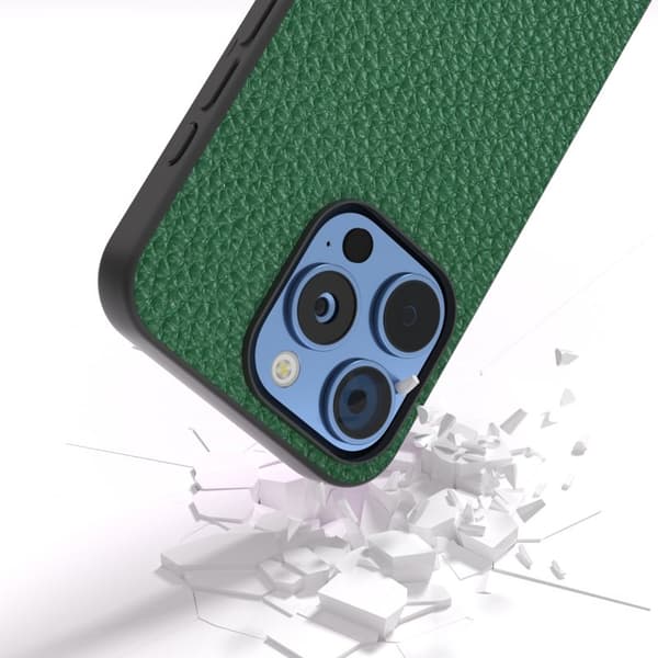 ABEEL Mobilskal till iPhone 16 Pro Max TPU + Äkta Läder - Grön