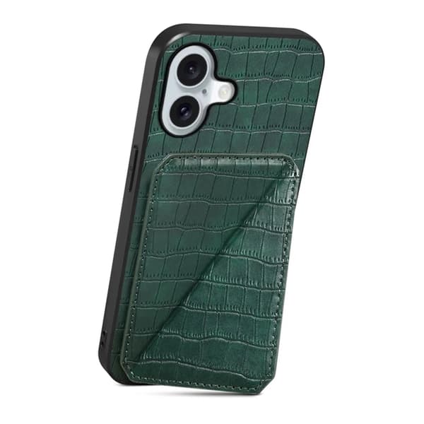 Mobilskal till iPhone 17 Korthållare Crocodile Textured - Grön Grön