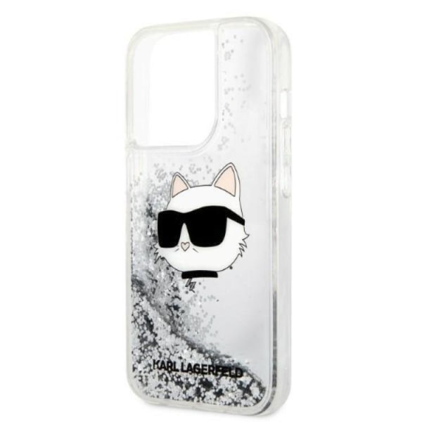 Karl Lagerfeld iPhone 14 Pro Cover Glitter Choupette Head - Sølv