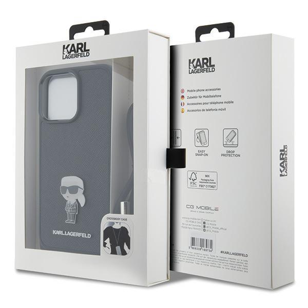 Karl Lagerfeld iPhone 15 Pro Halskæde Case Monogram Metal Pin