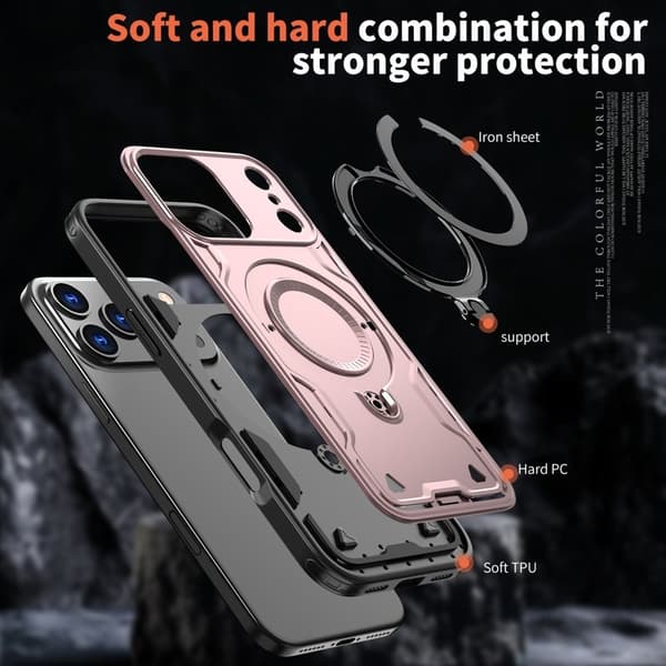 Mobilskal till iPhone 17 Pro Plast Militärt Skydd - Roséguld