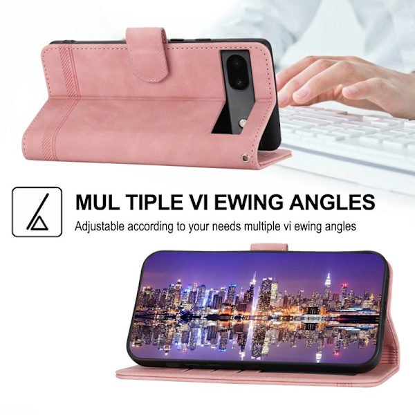 DIERFENG DF-03 Plånboksfodral för Google Pixel 6a - Konstläder - Rosa