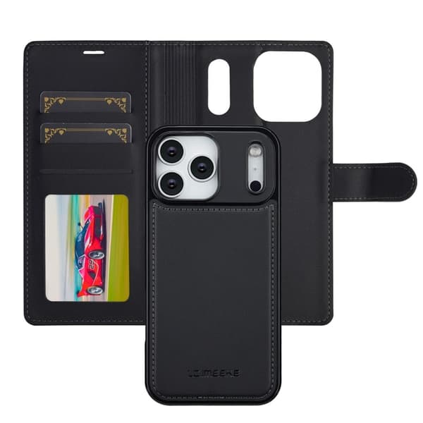 LC.IMEEKE L2 Series iPhone 17 Pro Plånboksfodral Konstläder - Svart