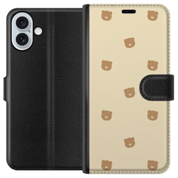 Plånboksfodral till Apple iPhone 16 Plus med Björnmönster