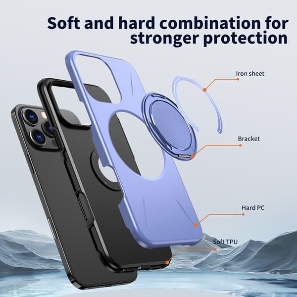 Mobilskal till iPhone 16 Pro MagSafe Rotating Kickstand TPU + PC Lila