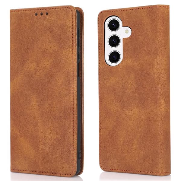 Plånboksfodral för Samsung Galaxy S26 Plus Magnetiskt Konstläder - Brun