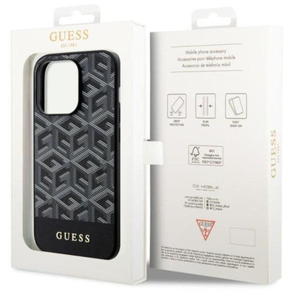 Guess iPhone 14 Pro Mobilskal MagSafe GCube Stripes - Svart