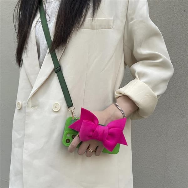 Bowknot Handrem iPhone 7/8/SE 2020/SE 2022 Skal - Magenta Grön