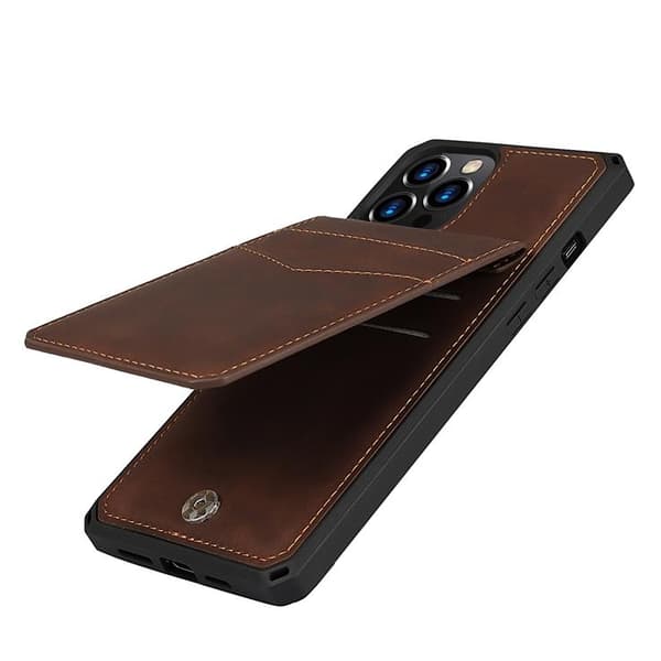 Skal med Kortplatser till iPhone 12 Pro Max - Brun Brown