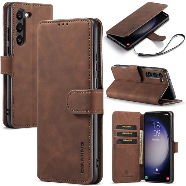 DG.MING Samsung Galaxy S23 Retro Plånboksfodral Konstläder - Brun