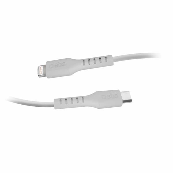 SBS USB-C - Lightning Kabel 2m MFi Certified - Vit Vit
