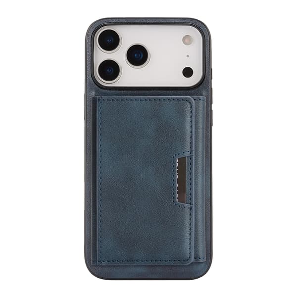 Mobilskal till iPhone 17 Pro Max MagSafe Kickstand Tri-fold Korthållare Blå