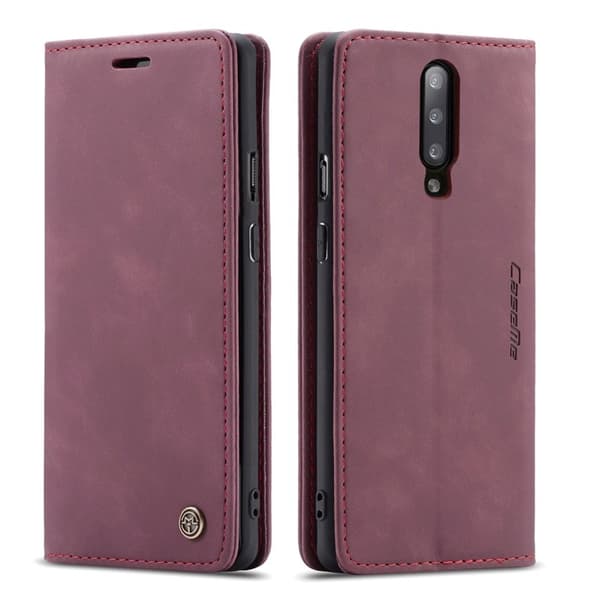 CASEME 013 för OnePlus 7 Pro Plånboksfodral Konstläder Vinröd
