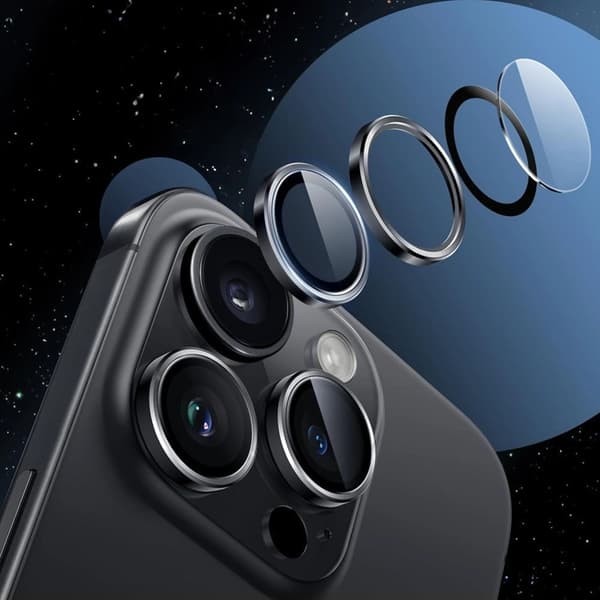 Tech-Protect iPhone 17 Pro/17 Pro Max hærdet glas kameradæksel - sort Svart