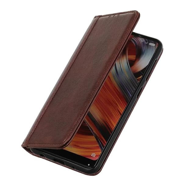iPhone 17 Pro Plånboksfodral Äkta Läder Litchi - Brun Brun