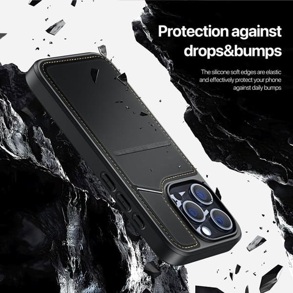DUX DUCIS Rafi II Mobilskal till iPhone 15 Pro Max kortplats Konstläder Svart