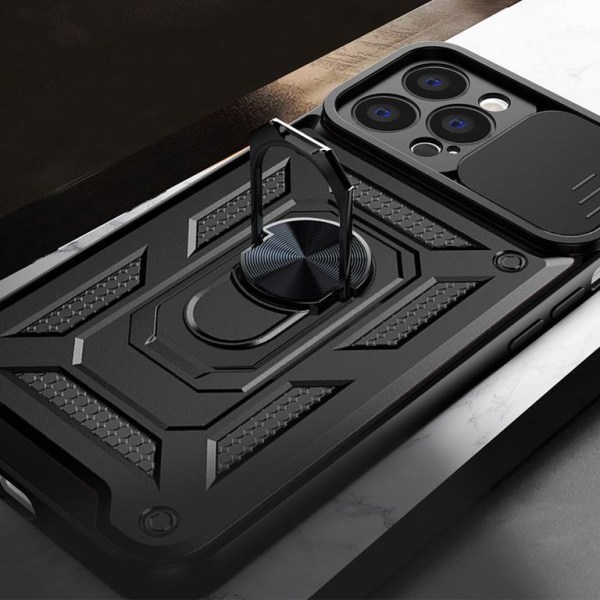 iPhone 14 Pro Max Skal med Ringhållare Hybrid Armor Camshield - Blå