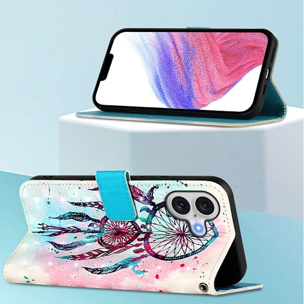 iPhone 17 Plånboksfodral Printing Pattern Med Strap Flerfärgad