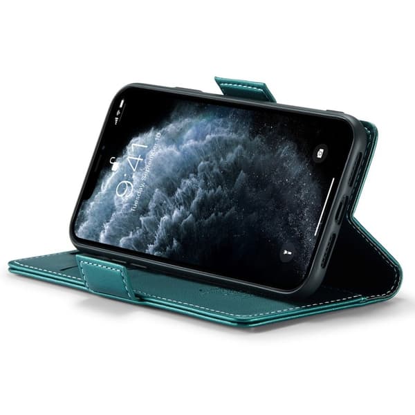 CASEME Series Ställbar Plånboksfodral Konstläder iPhone 11 Pro Grön