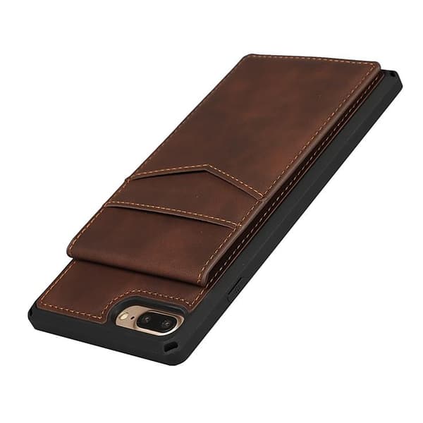 Skal med Kortplatser till iPhone 7/8 Plus - Brun Brown