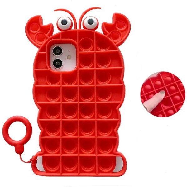 Crab Pop it Fidget -kuori iPhone 7/8 / SE 2020 -puhelimelle - punainen Red