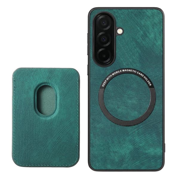 Mobilskal för Samsung Galaxy S26 Plus Magnetiskt Konstläder + TPU - Grön