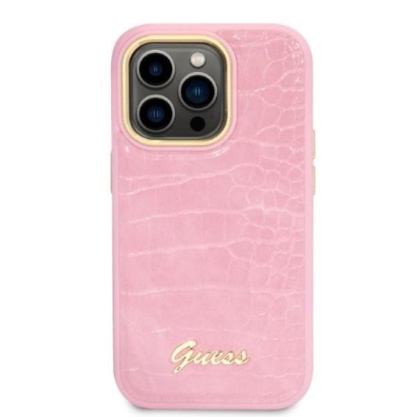 GUESS iPhone 14 Pro Skal Croco Collection - Rosa