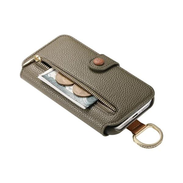 iPhone 17 Pro Max Konstläder Plånboksfodral RFID-Skydd Zipper - Grön Grön