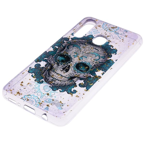 Glitter Mobilskal till Samsung Galaxy A50 - Skull Mönster