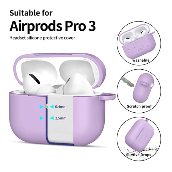 Tech-Protect Apple Airpods Pro 3 Skal Silikon Hook - Lavender Lila