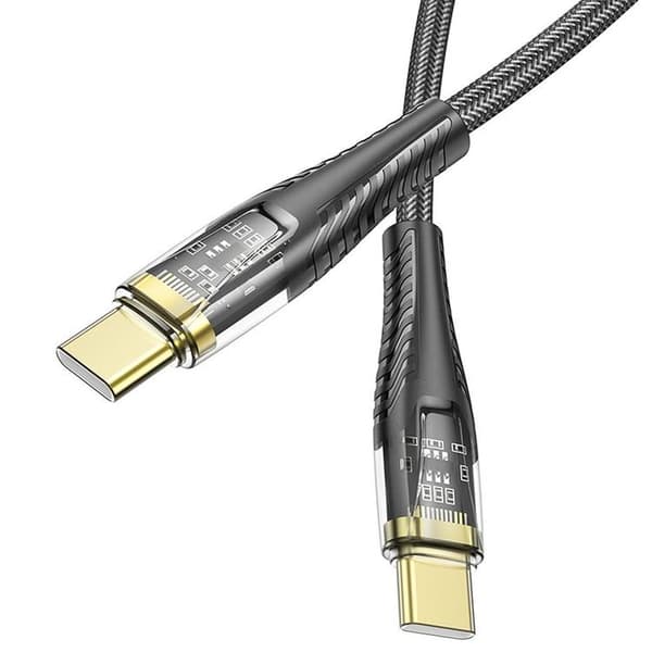 Hoco USB-C - USB-C 60W 3A Kabel 1.2m U121 - Svart Svart