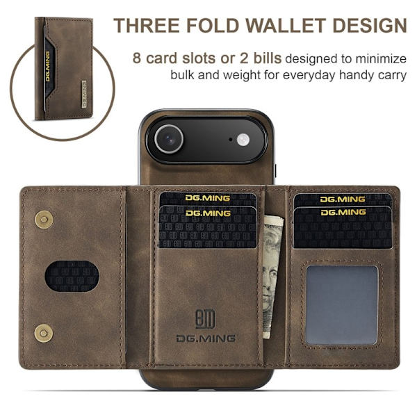 DG.MING iPhone Air Konstläder Plånboksfodral PU + PC + TPU - Brun