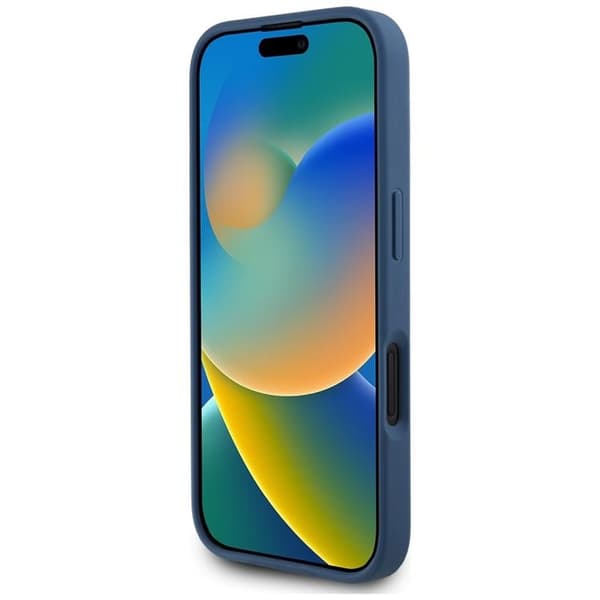 Guess telefontaske til iPhone 16 kornede roser stort 4G logo - blå Blå