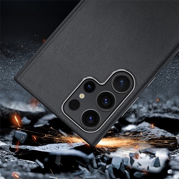 Galaxy S24 Plus Mobilskal Läder Shockproof Silikon - Svart Svart