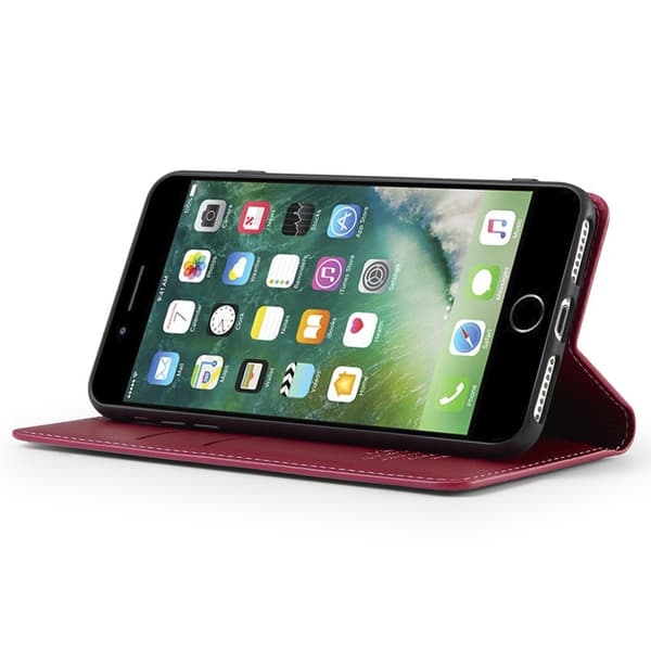 LC.IMEEKE L1 Series iPhone 8 Plus Plånboksfodral Konstläder - Röd