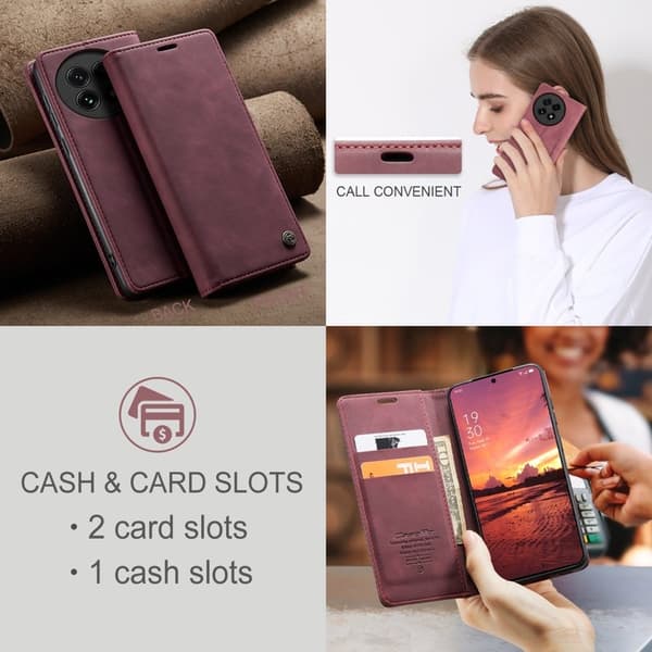 CASEME 013 Case OnePlus 13 Plånboksfodral Konstläder - Röd