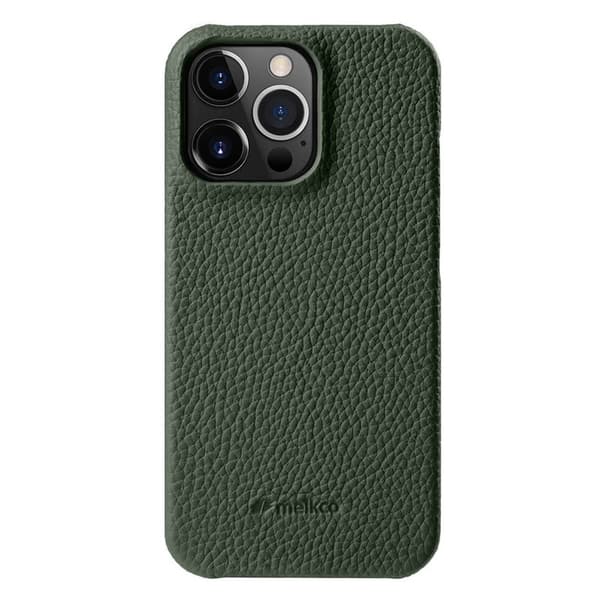 MELKCO Mobilskal för iPhone 15 Pro, äkta läder och PC, Grön