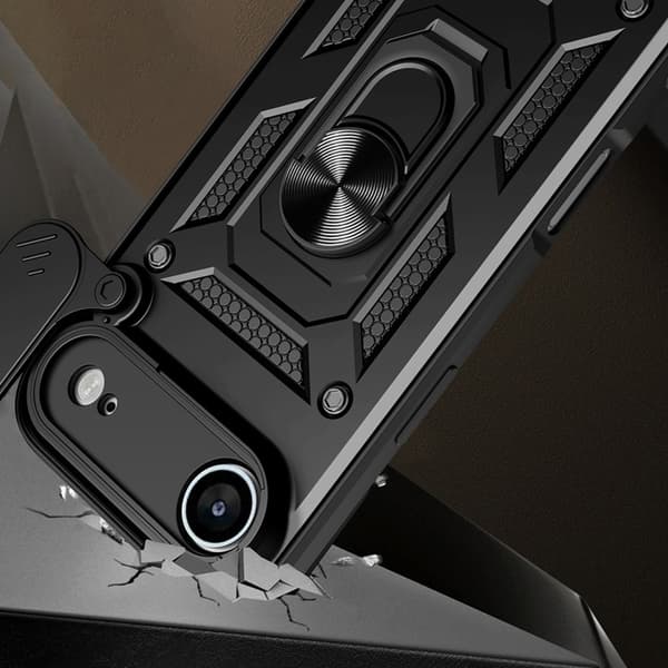 Telefontaske til iPhone Air Hybrid Armor Camshield - Sort Svart